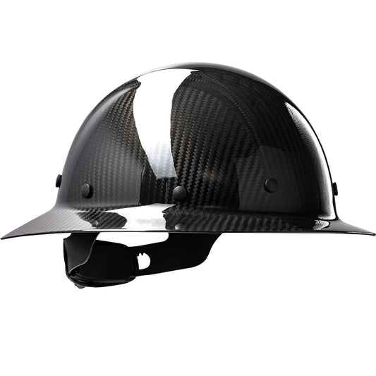 PIP 280-HP1471R – Full Brim Smooth Dome Hard Hat with Glossy Carbon Fiber Shell, 8-Point Riveted Textile Suspension and Wheel-Ratchet Adjustment