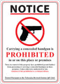 ZING Concealed Carry Sign Nebraska, 14Hx10W, Sa - official Zing product image 1