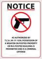 ZING Concealed Carry Sign, Tennessee, 14Hx10W - official Zing product image 1