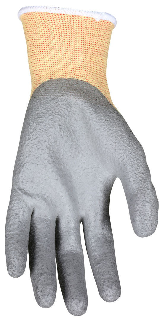 9693PU - MCR Safety CutPro® - 15 Gauge Stretch DuPont™ Kevlar® Aramid Shell - Cut Resistant Work Gloves - Gray Polyurethane (PU) Coated Palm and Fingertips - Light PU Coating Provides a More Flexible Option