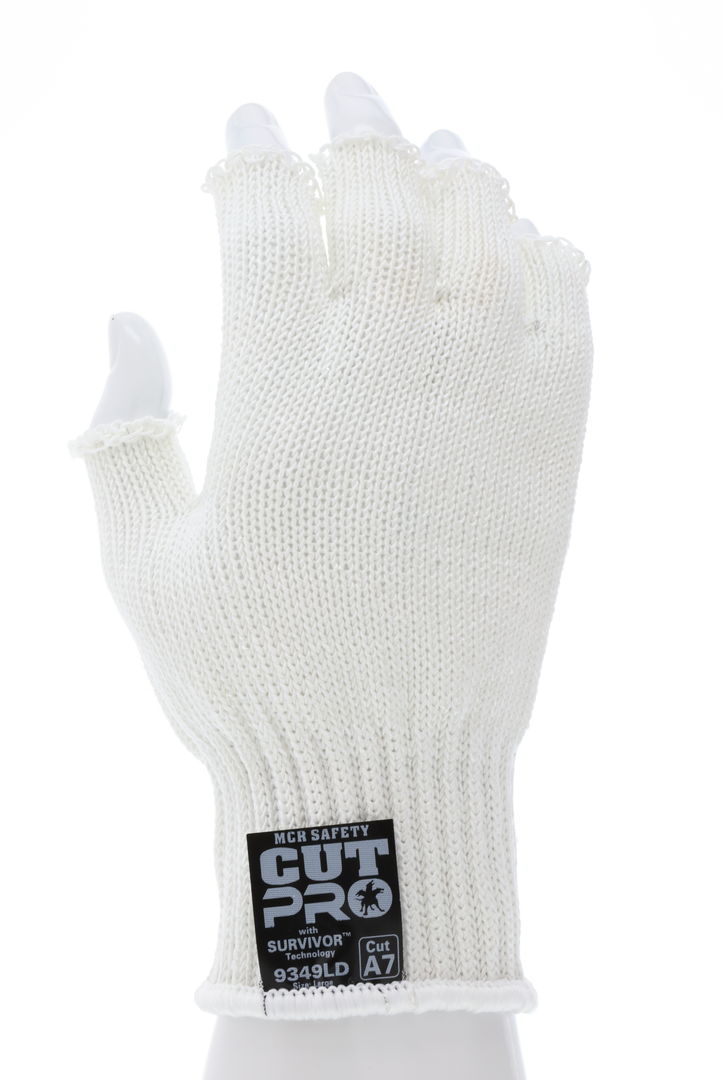 9349D - MCR Safety Survivor™ - 7 Gauge Cut Resistant Work Gloves - Light Weight, Cool and Ambidextrous - Fingerless Gloves - FDA Accepted Materials Can be used as Kitchen Cut Resistant Gloves