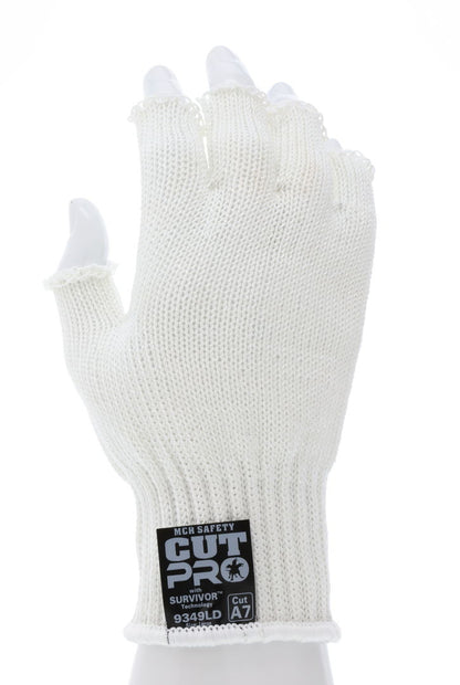 9349D - MCR Safety Survivor™ - 7 Gauge Cut Resistant Work Gloves - Light Weight, Cool and Ambidextrous - Fingerless Gloves - FDA Accepted Materials Can be used as Kitchen Cut Resistant Gloves