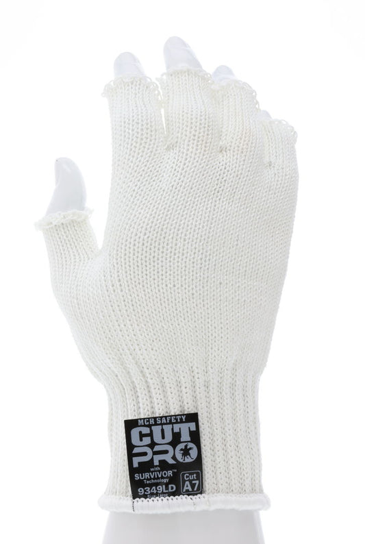 9349D - MCR Safety Survivor™ - 7 Gauge Cut Resistant Work Gloves - Light Weight, Cool and Ambidextrous - Fingerless Gloves - FDA Accepted Materials Can be used as Kitchen Cut Resistant Gloves