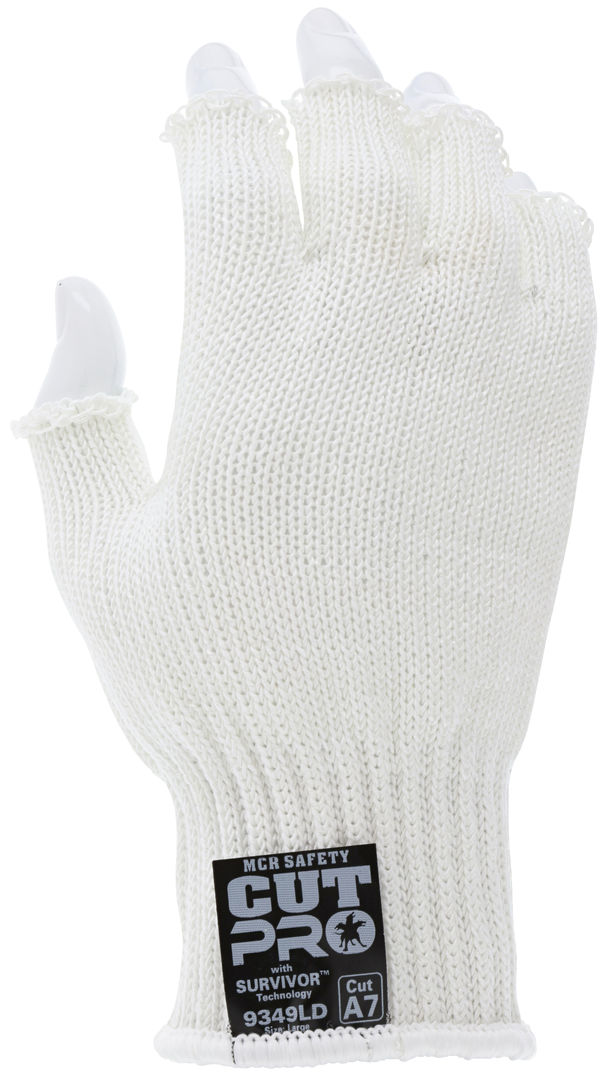 9349D - MCR Safety Survivor™ - 7 Gauge Cut Resistant Work Gloves - Light Weight, Cool and Ambidextrous - Fingerless Gloves - FDA Accepted Materials Can be used as Kitchen Cut Resistant Gloves