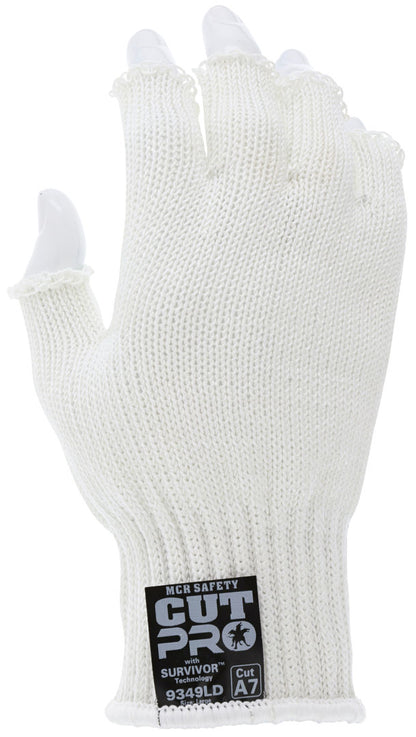 9349D - MCR Safety Survivor™ - 7 Gauge Cut Resistant Work Gloves - Light Weight, Cool and Ambidextrous - Fingerless Gloves - FDA Accepted Materials Can be used as Kitchen Cut Resistant Gloves