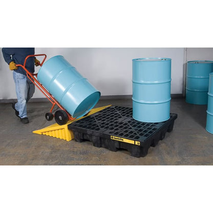 Justrite EcoPolyBlend Spill Control Pallet, 4-Drum, 73 gal Sump Capacity, Black