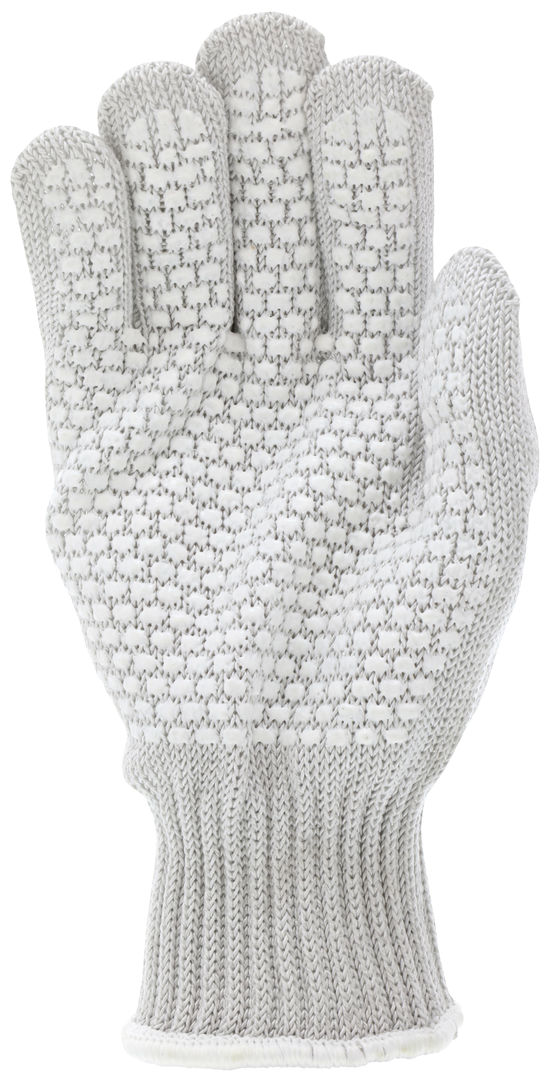 9381 - MCR Safety Steelcore® ll - 7 Gauge Cut Resistant Work Gloves - Polyester Wrapped Stainless Steel - PVC Blocks on One Side - FDA Accepted Materials Allow These Gloves to be used as Kitchen Gloves