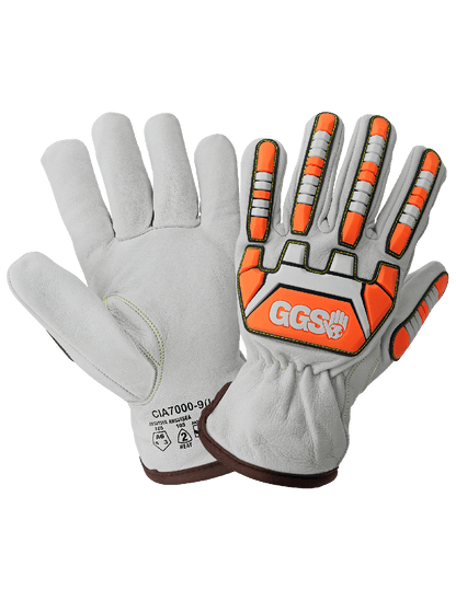 Cut and Impact Resistant Goatskin Leather Drivers Gloves with Heat Resistant Aralene® - CIA7000 - Drivers Gloves - cut level A6 - yellow