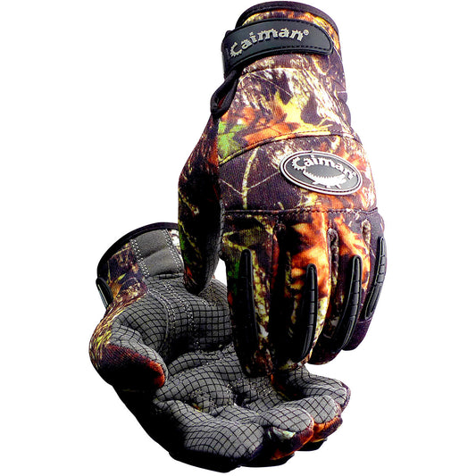 Caiman 2911 – Synthetic Leather Silicone Grip Palm with Camouflage Print Fleece Back and Heatrac Insulation
