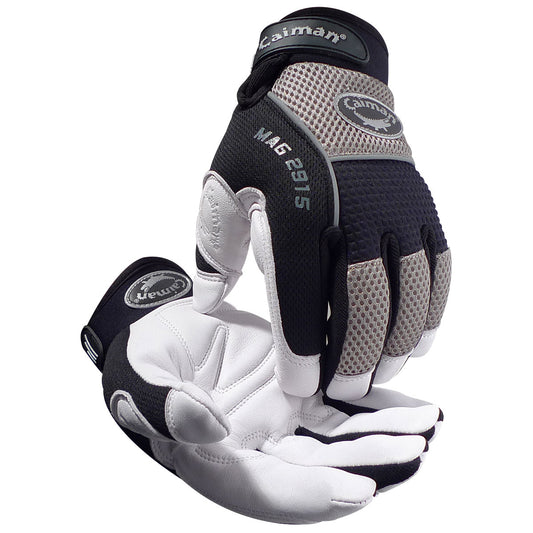 Caiman® MAG™: Multi-Activity Glove with White Goat Grain Leather Padded Palm and Gray AirMesh™ Back - Heatrac® III Insulation
