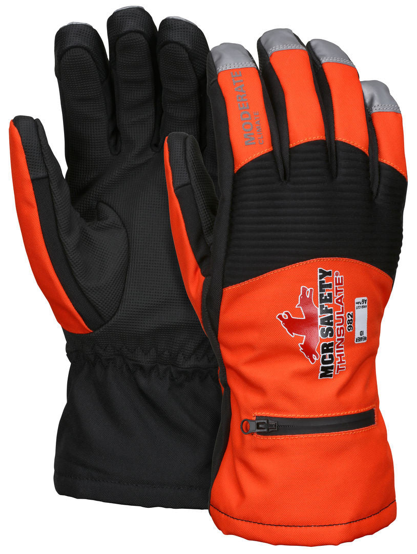 982M - MCR Safety Insulated Mechanics Gloves - 100 gram Thinsulate™ and Cut Resistant Lining - MAXGrid™ Material Palm - Inner Elastic Snow & Ice, Waterproof & Windproof Barrier for Moderate Climate Protection