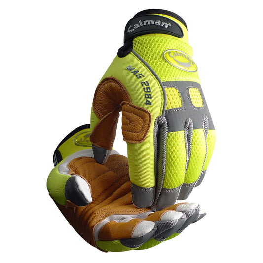 Caiman® MAG™ Multi-Activity Glove with White Goat Grain Leather Palm and Hi-Vis AirMesh™ Back - Pigskin Leather Reinforcement