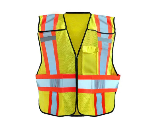 Occunomix Mesh Two-Tone Expandable 5-Pt. Breakaway Vest Hi-Vis Safety Vests Yellow M/L model LUX-SC2TB-YM/L