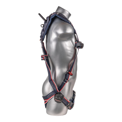 KStrong® EndurX™ 5-Point Full Body Harness, Abrasion Resistant Shoulder Pad, Deluxe Leg Pads, Enhanced Dorsal D-ring Plus™, Quick Slide Adjusters, Trauma Relief Straps, QC Chest/Legs, All Aluminum Hardware (ANSI)