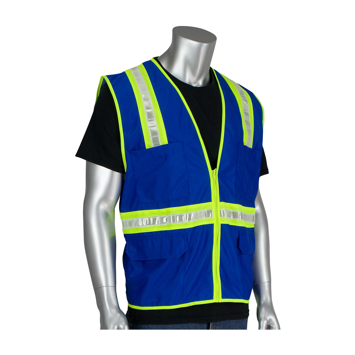 PIP 300-1000 Non-ANSI Surveyor's Style Safety Vest with Solid Front/Mesh Back
