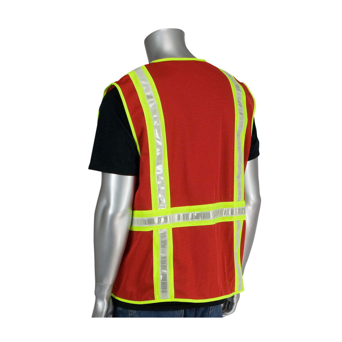 PIP 300-1000 Non-ANSI Surveyor's Style Safety Vest with Solid Front/Mesh Back