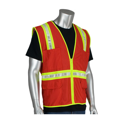 PIP 300-1000 Non-ANSI Surveyor's Style Safety Vest with Solid Front/Mesh Back