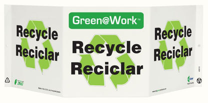 ZING At Work Sign 'Recycle<Recycle Symbol>Reciclar' Spanish Tri-View 19"X7.5'X6' - 3010