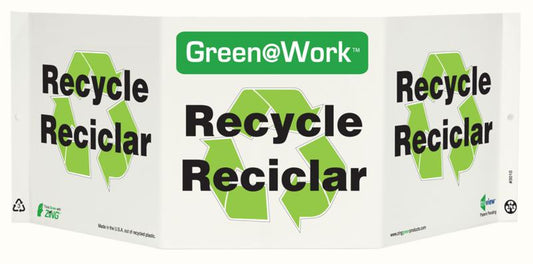 ZING At Work Sign 'Recycle<Recycle Symbol>Reciclar' Spanish Tri-View 19"X7.5'X6' - official Zing product image 1