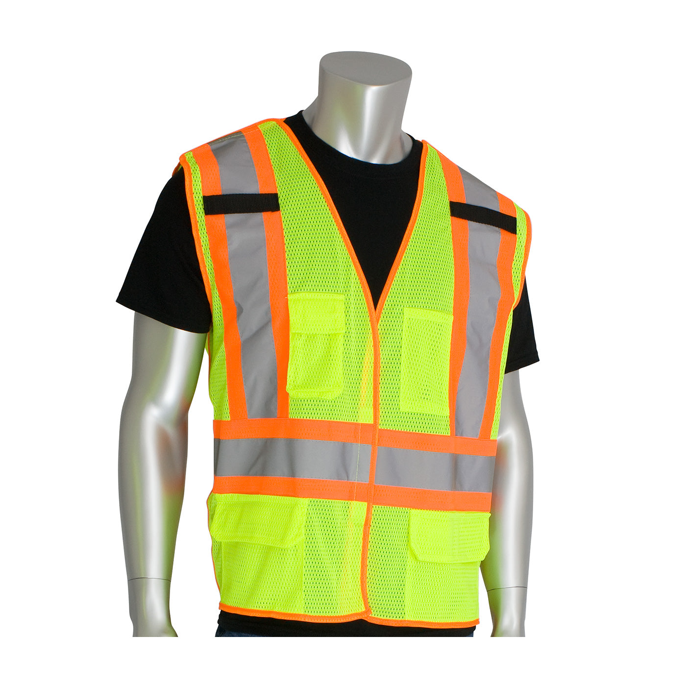 ANSI Type R Class 2 and CAN/CSA Z96 Class 2 Two-Tone X-Back Breakaway Mesh Vest