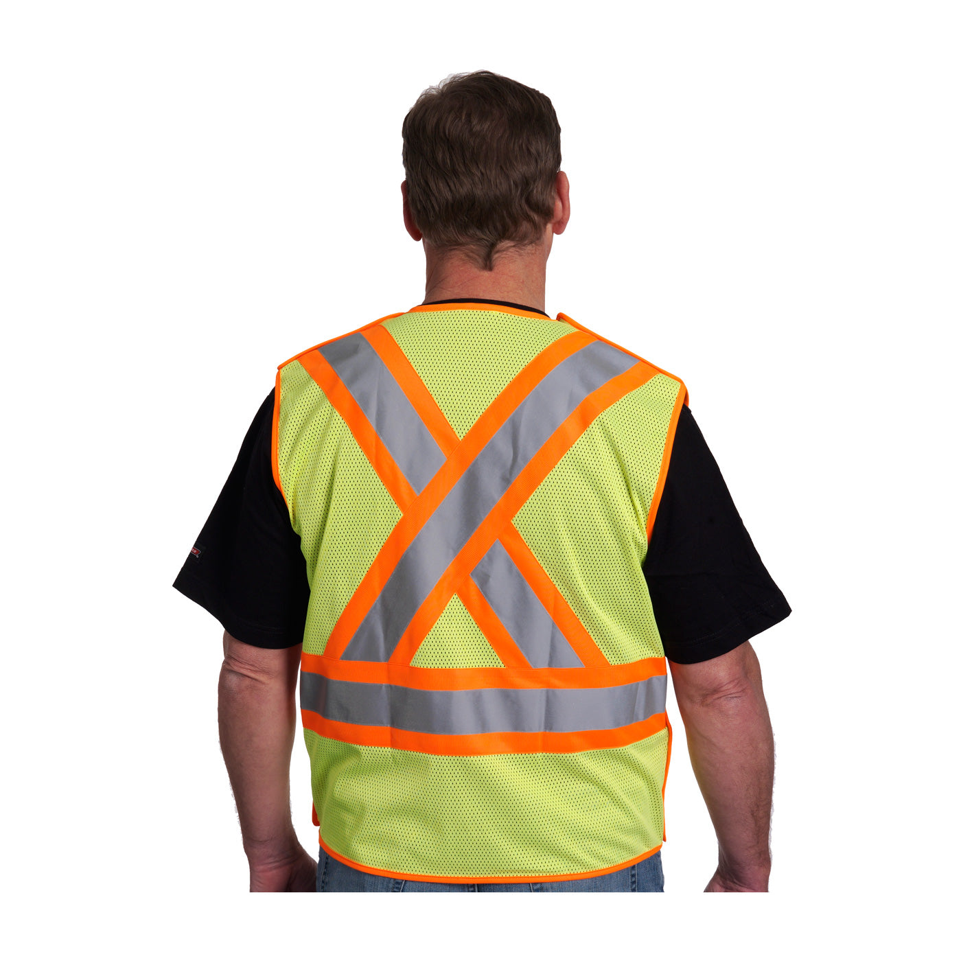 ANSI Type R Class 2 and CAN/CSA Z96 Class 2 Two-Tone X-Back Breakaway Mesh Vest
