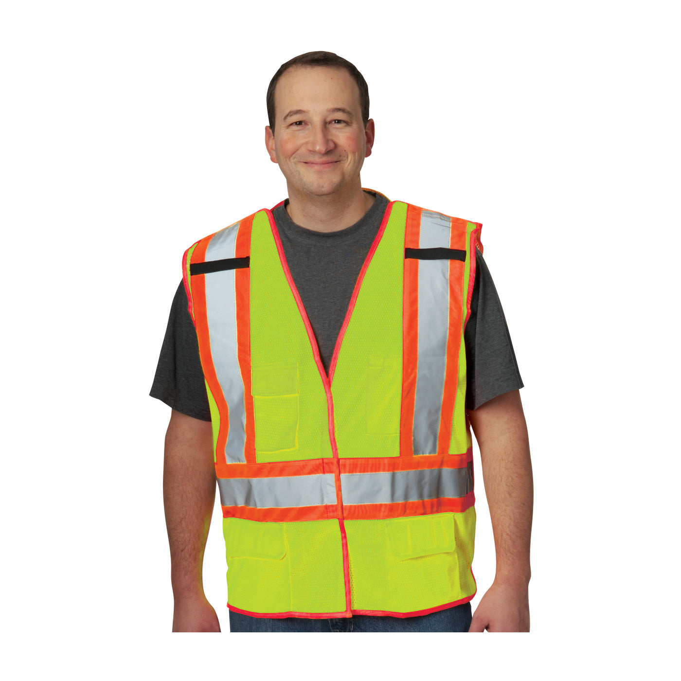 ANSI Type R Class 2 and CAN/CSA Z96 Class 2 Two-Tone X-Back Breakaway Mesh Vest