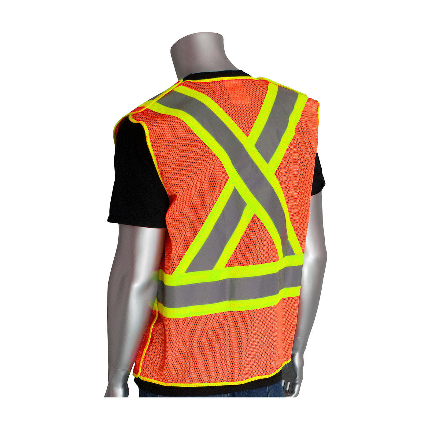 ANSI Type R Class 2 and CAN/CSA Z96 Class 2 Two-Tone X-Back Breakaway Mesh Vest