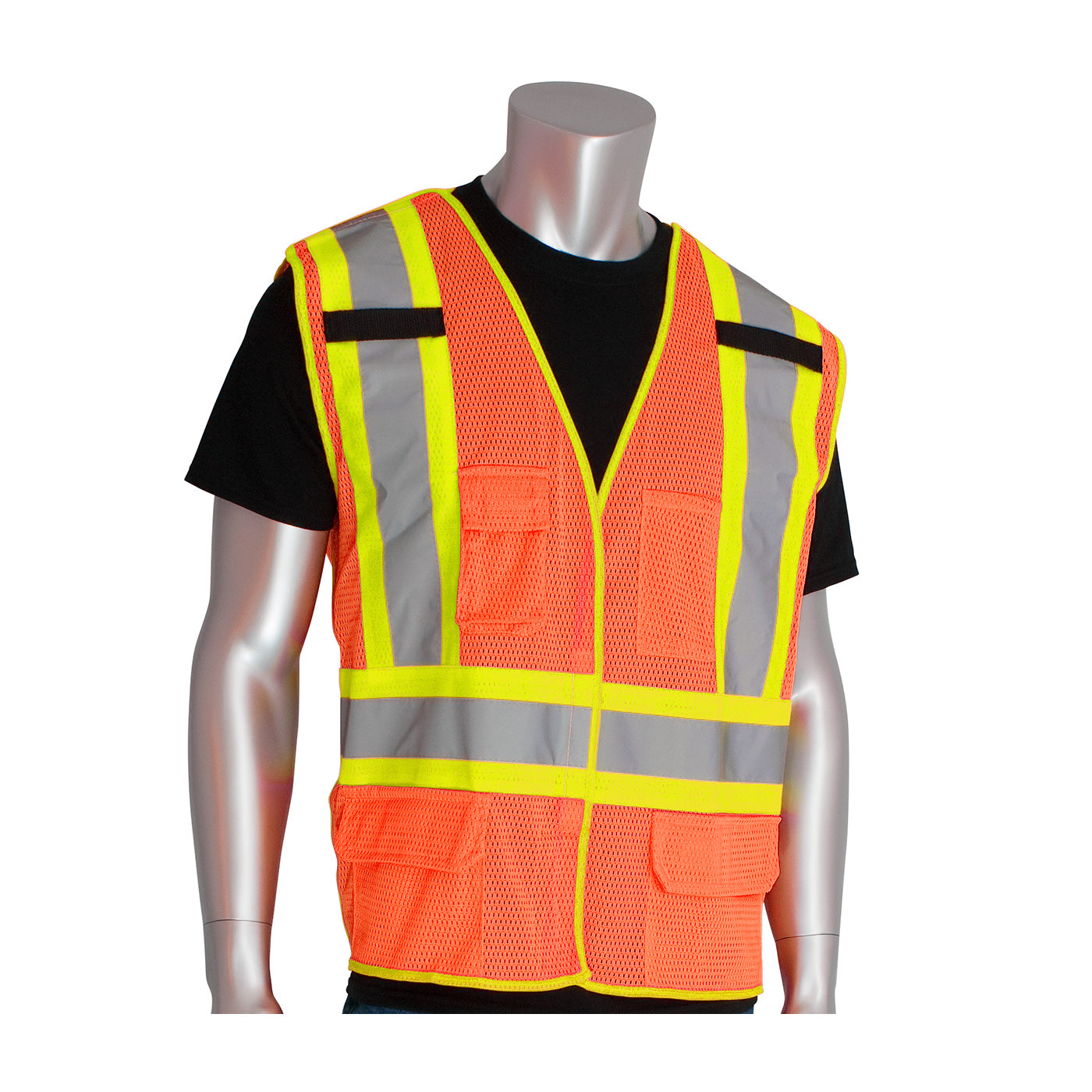 ANSI Type R Class 2 and CAN/CSA Z96 Class 2 Two-Tone X-Back Breakaway Mesh Vest