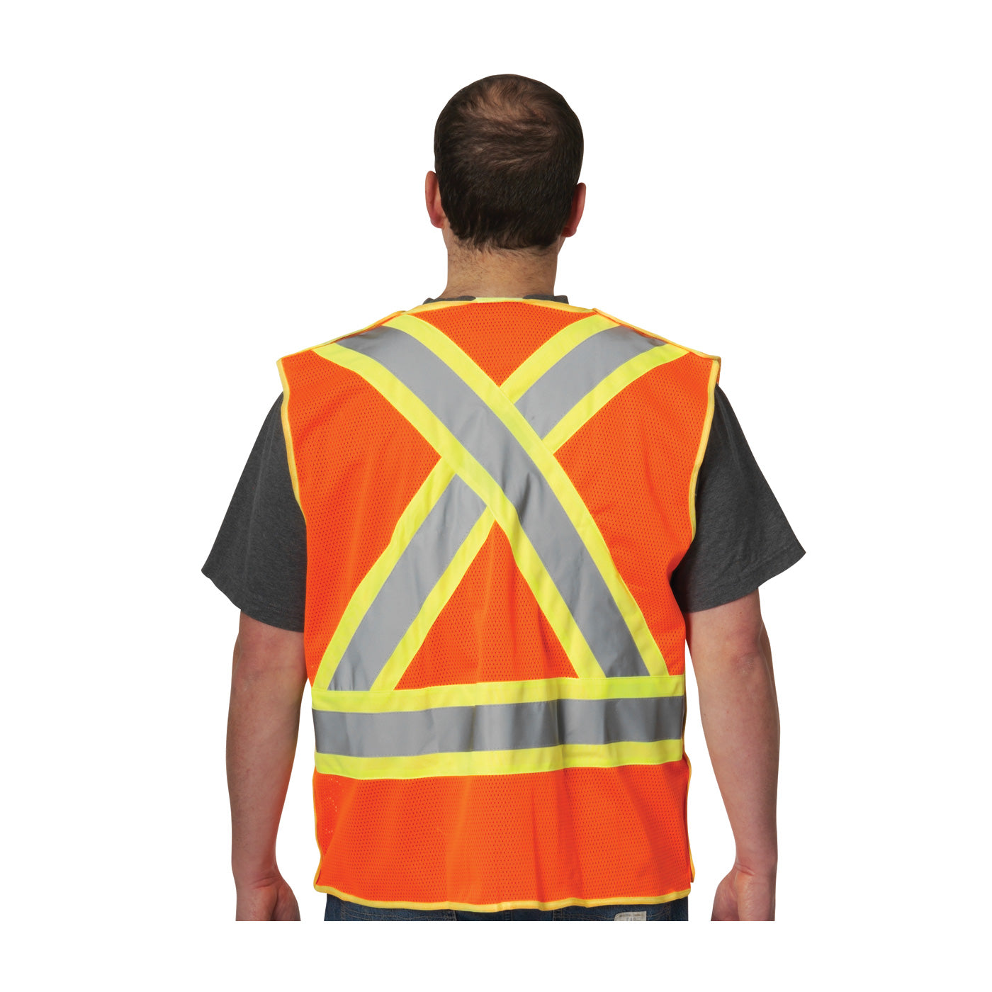 ANSI Type R Class 2 and CAN/CSA Z96 Class 2 Two-Tone X-Back Breakaway Mesh Vest