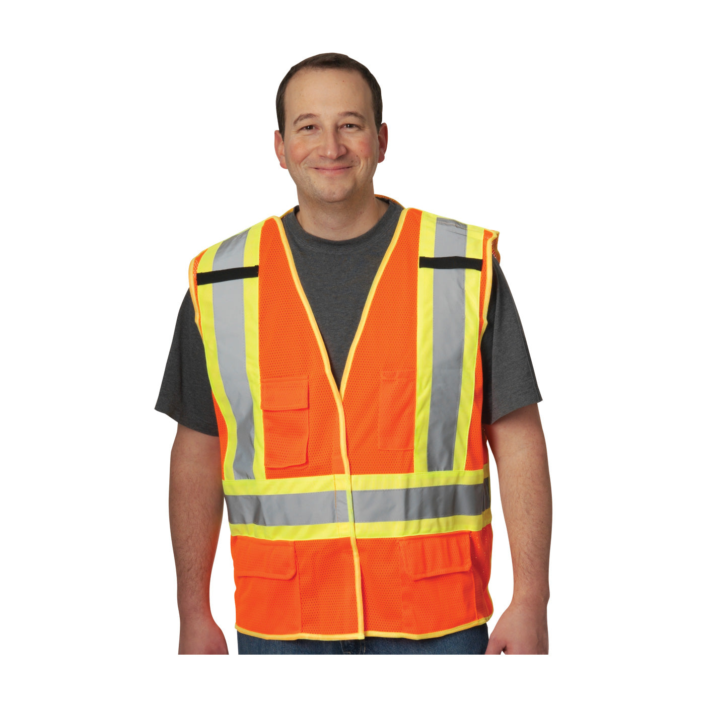 ANSI Type R Class 2 and CAN/CSA Z96 Class 2 Two-Tone X-Back Breakaway Mesh Vest