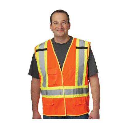 ANSI Type R Class 2 and CAN/CSA Z96 Class 2 Two-Tone X-Back Breakaway Mesh Vest