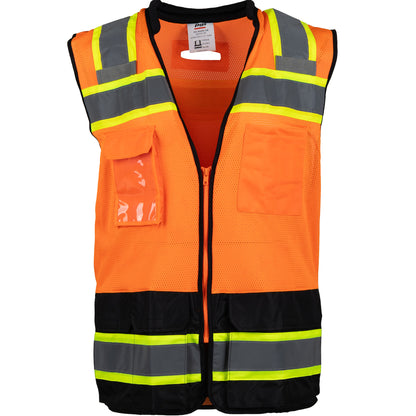 ANSI Type R Class 2 Black Bottom Mesh Vest with D Ring Access