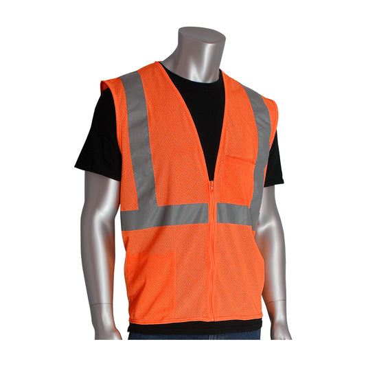 PIP 302-0702Z ANSI Type R Class 2 Two Pocket Zipper Mesh Vest - view 3