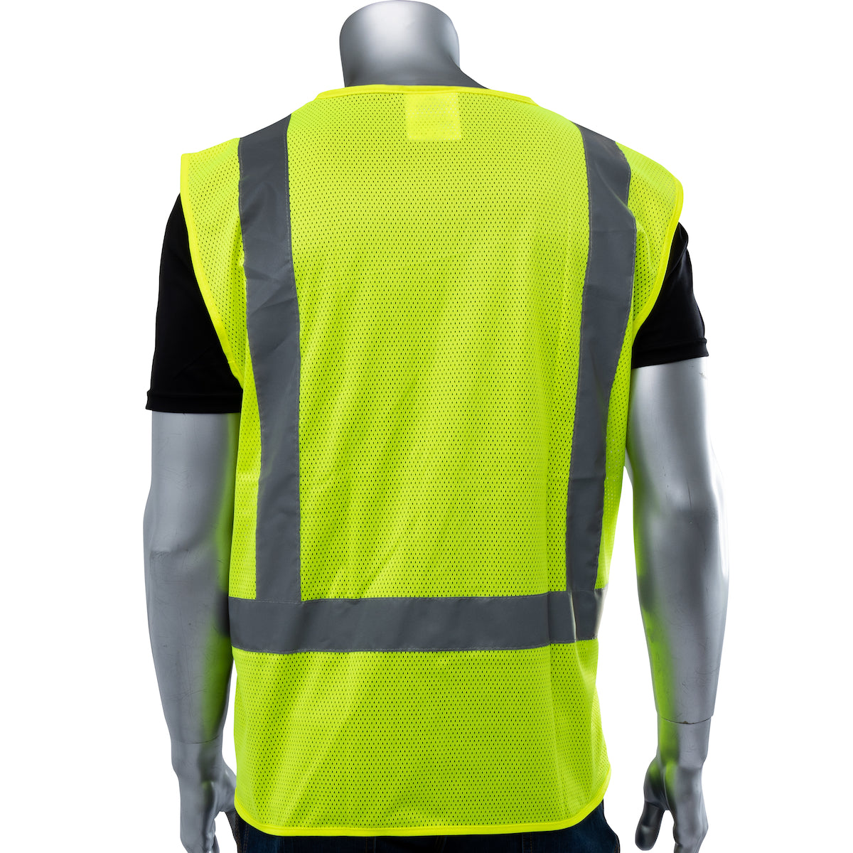 ANSI Type R Class 2 Five Pocket Value Mesh Vest with Black Bottom Front