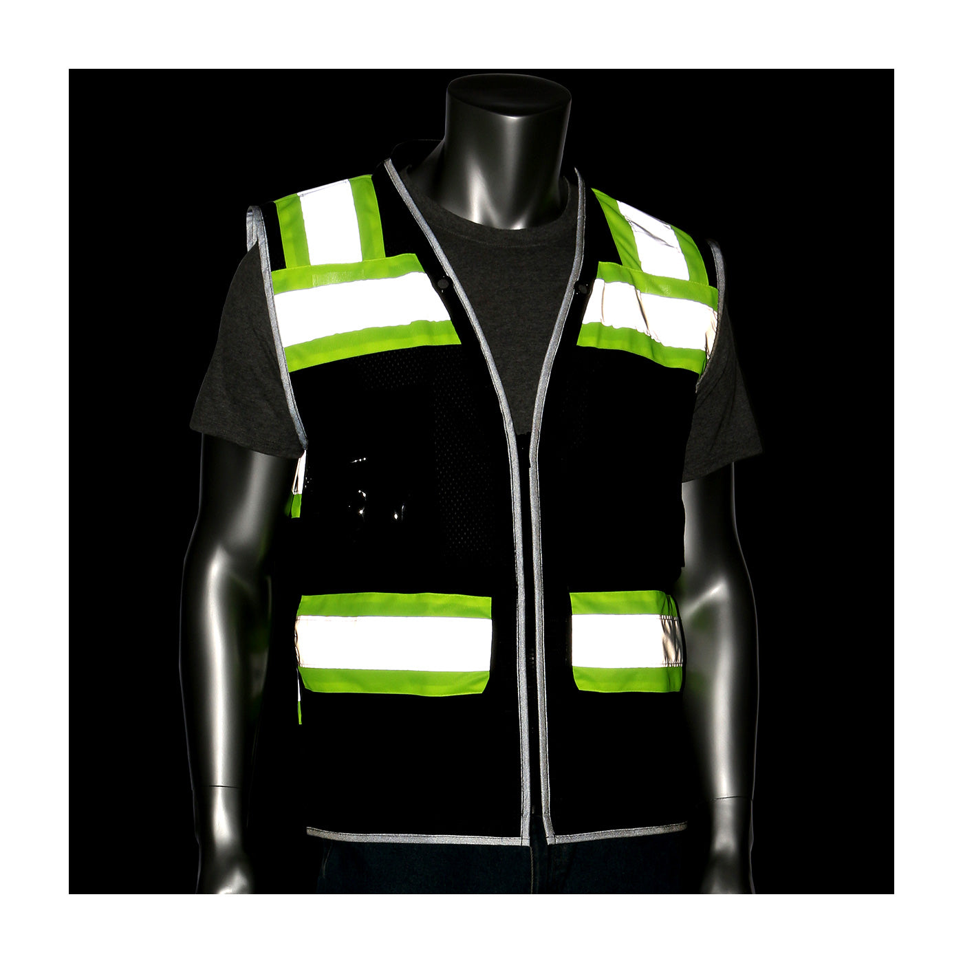 ANSI Type O Class 1 Black Two-Tone Eleven Pocket Tech-Ready Mesh Surveyors Vest