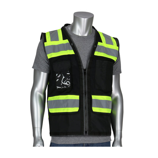 ANSI Type O Class 1 Black Two-Tone Eleven Pocket Tech-Ready Mesh Surveyors Vest
