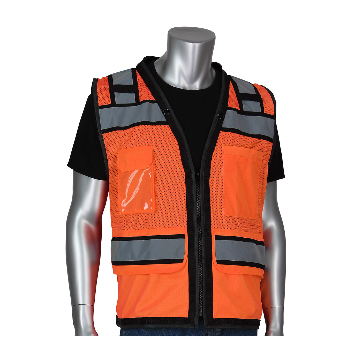 ANSI Type R Class 2 Black Two-Tone Eleven Pocket Tech-Ready Mesh Surveyors Vest