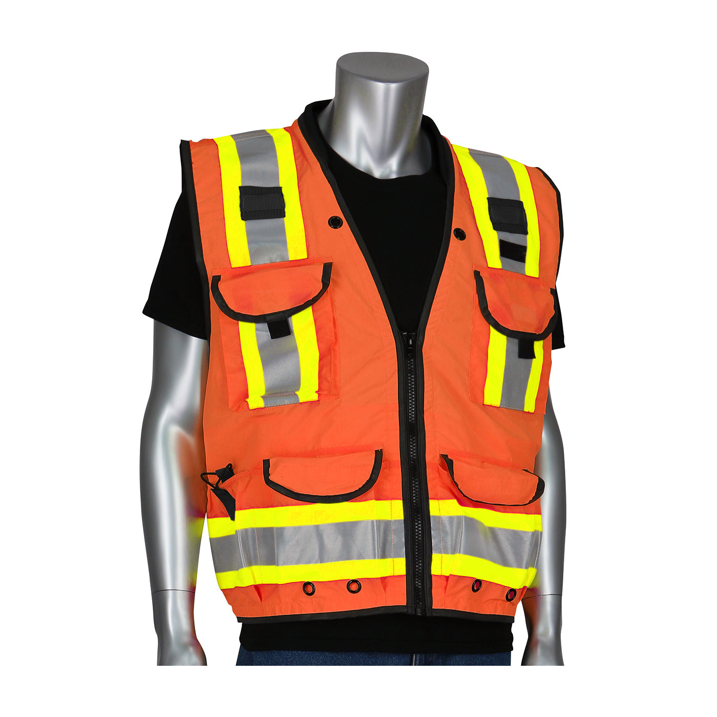 ANSI Type R Class 2 Two-Tone Fifteen Pocket Tech-Ready Ripstop Surveyors Vest with Mesh Back