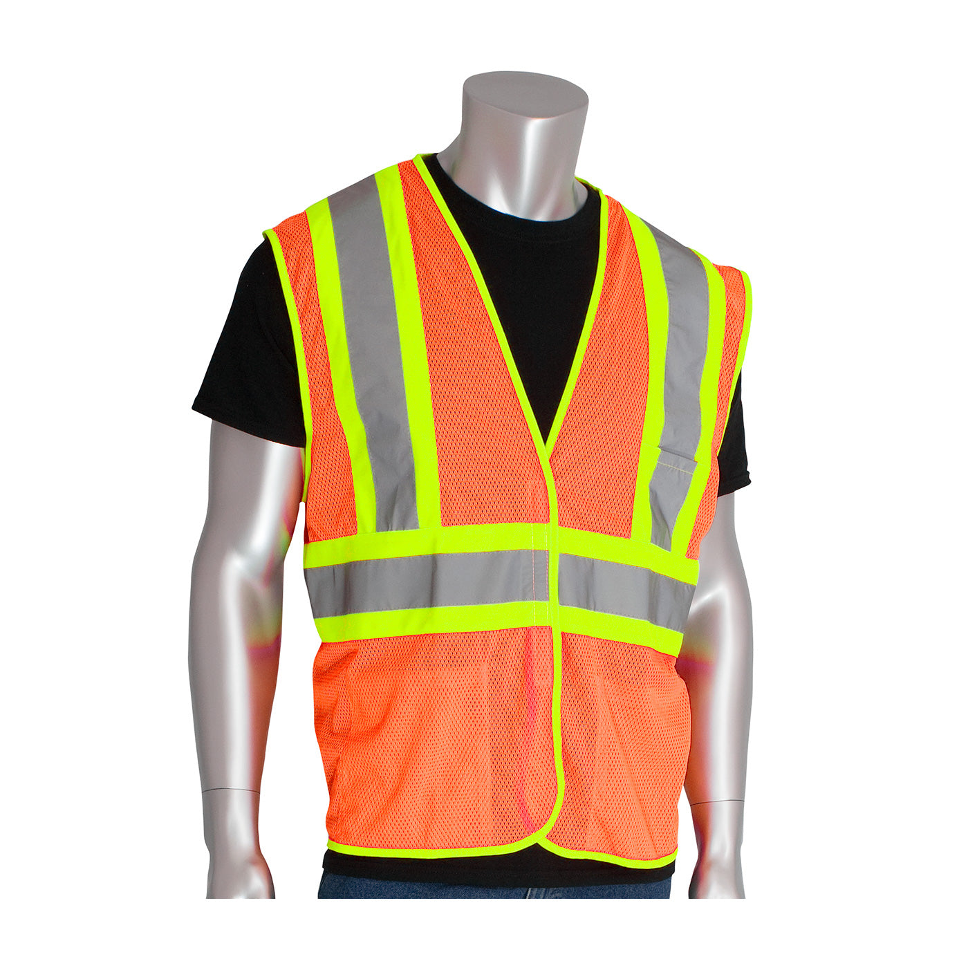 PIP® ANSI Type R Class 2 Two-Tone Three Pocket Mesh Vest