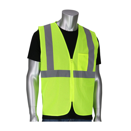PIP® ANSI Type R Class 2 Two Pocket Value Zipper Mesh Vest