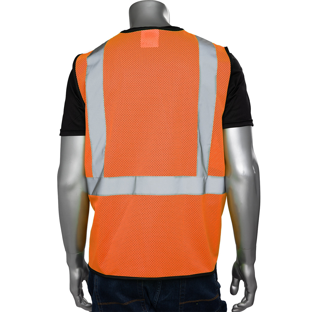 ANSI Type R Class 2 Three Pocket Mesh Vest with Black Bottom Front