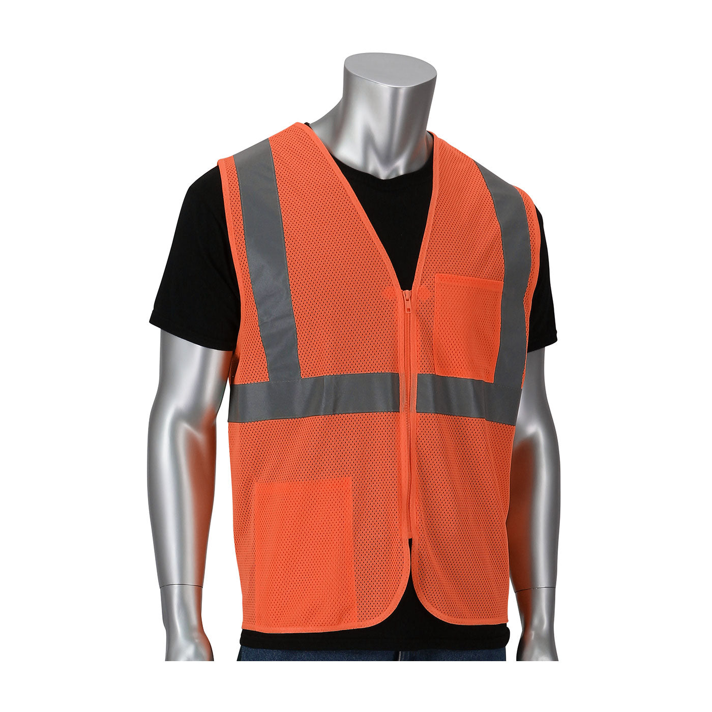 PIP® ANSI Type R Class 2 Two Pocket Value Zipper Mesh Vest