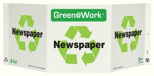 ZING At Work Sign '<Recycle Symbol>Newspaper' Tri-View 19"X7.5'X6 - 3022