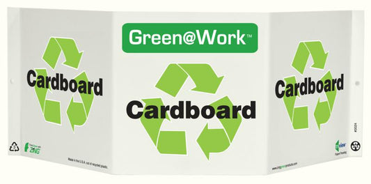 ZING At Work Sign '<Recycle Symbol>Cardboard' Tri-View 19"X7.5'X6' - 3024