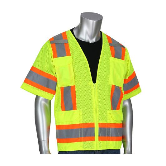 PIP® ANSI Type R Class 3 Two-Tone Eleven Pocket Mesh Surveyors Vest