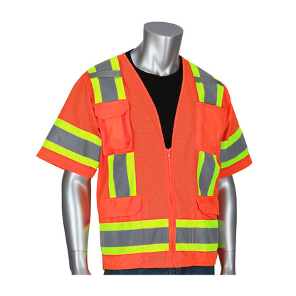 PIP® ANSI Type R Class 3 Two-Tone Eleven Pocket Mesh Surveyors Vest