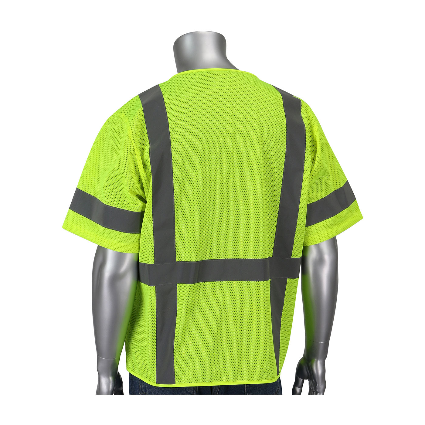 ANSI Type R Class 3 Five Pocket Value Mesh Vest with Black Bottom Front