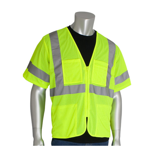 PIP® ANSI Type R Class 3 Value Four Pocket Zipper Mesh Vest