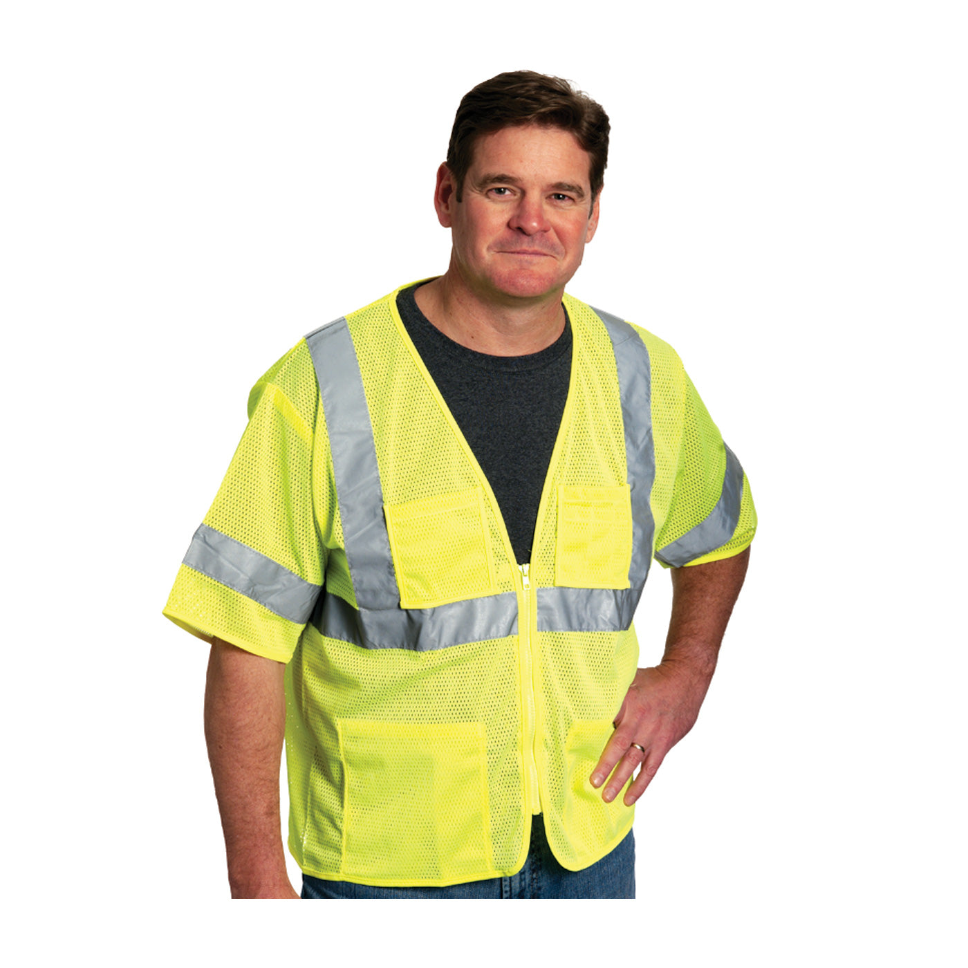 PIP® ANSI Type R Class 3 Value Four Pocket Zipper Mesh Vest