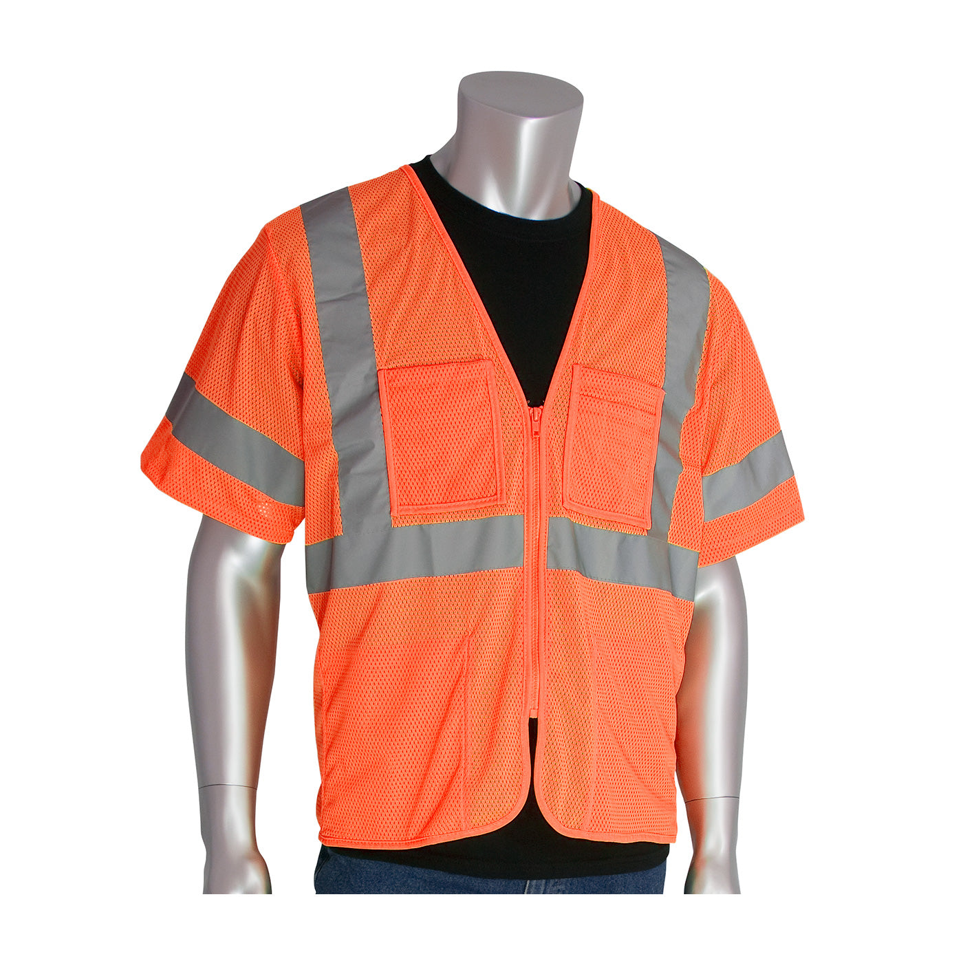 PIP® ANSI Type R Class 3 Value Four Pocket Zipper Mesh Vest